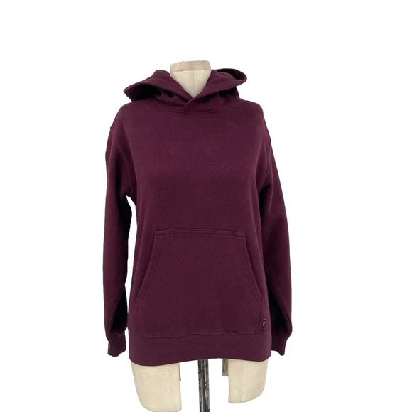 Aritzia Tna Cozy Fleece Perfect‎ Hoodie Sweatshirt Pullover Dark Purple Size XXS - Picture 1 of 9